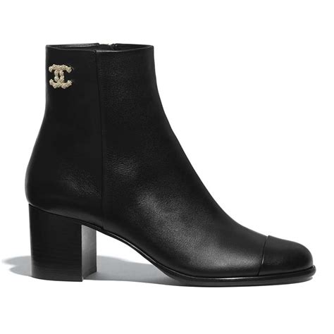 chanel ankle boots 2022|Chanel black canvas heel boots.